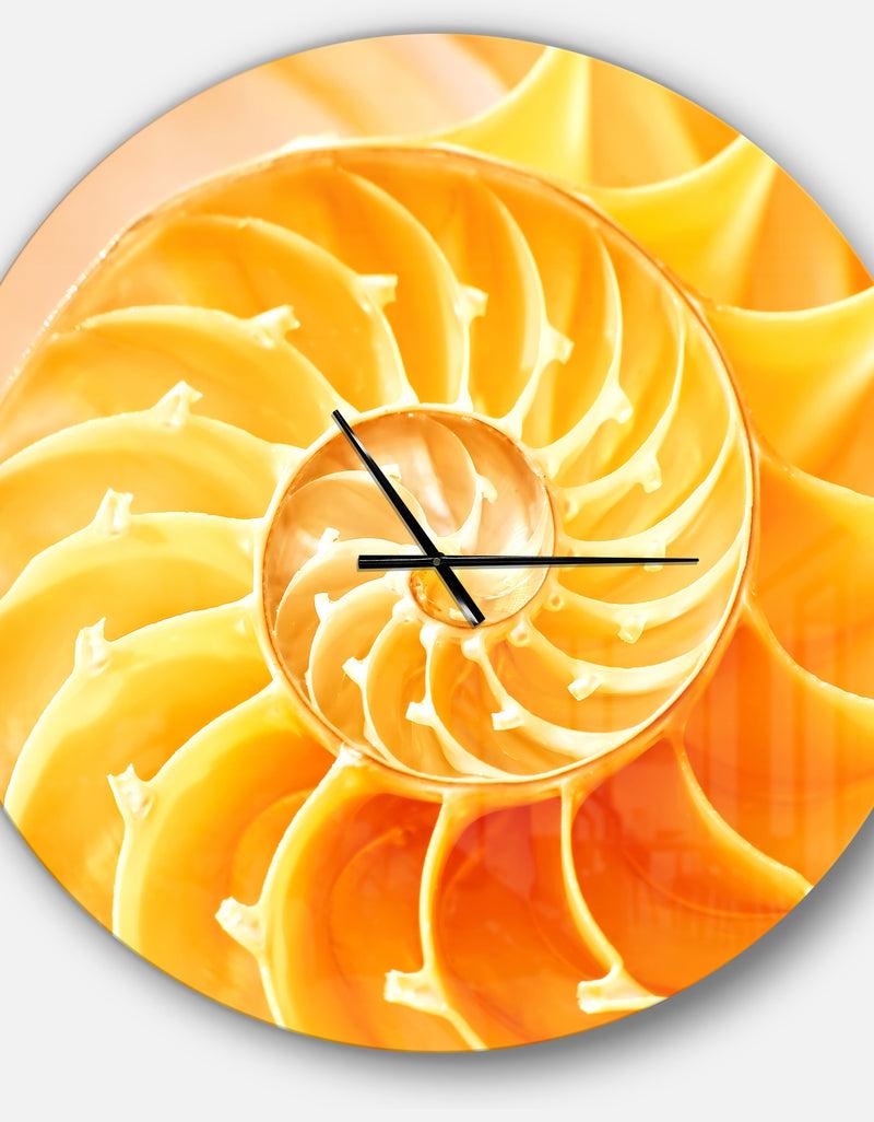 DesignQ Yellow Nautilus Shell - Oversized Coastal Wall CLock