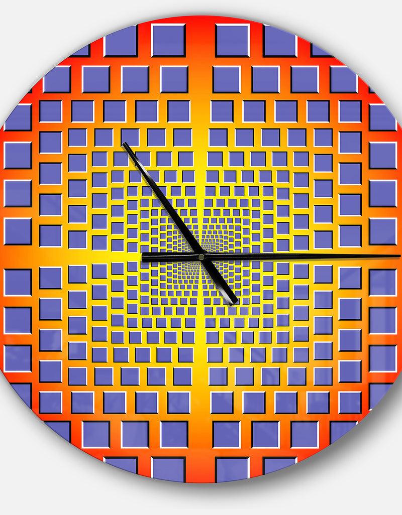 DesignQ Yellow Optical Illusion - Oversized Contemporary Wall CLock