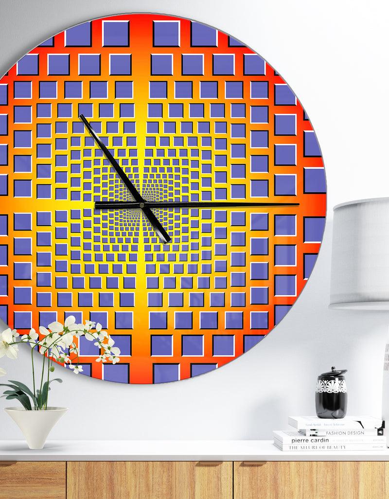 DesignQ yellow Optical Illusion - Oversized Contemporary Wall CLock