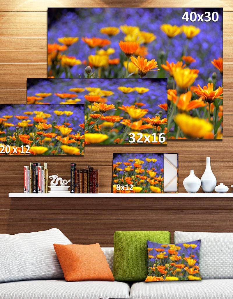 DesignQ Yellow Orange Flower Garden - Extra Large Floral Canvas Art