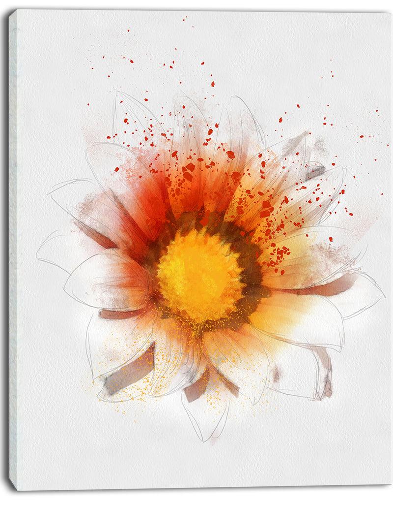 DesignQ Yellow Orange Flower Watercolor - Flower Artwork On Canvas