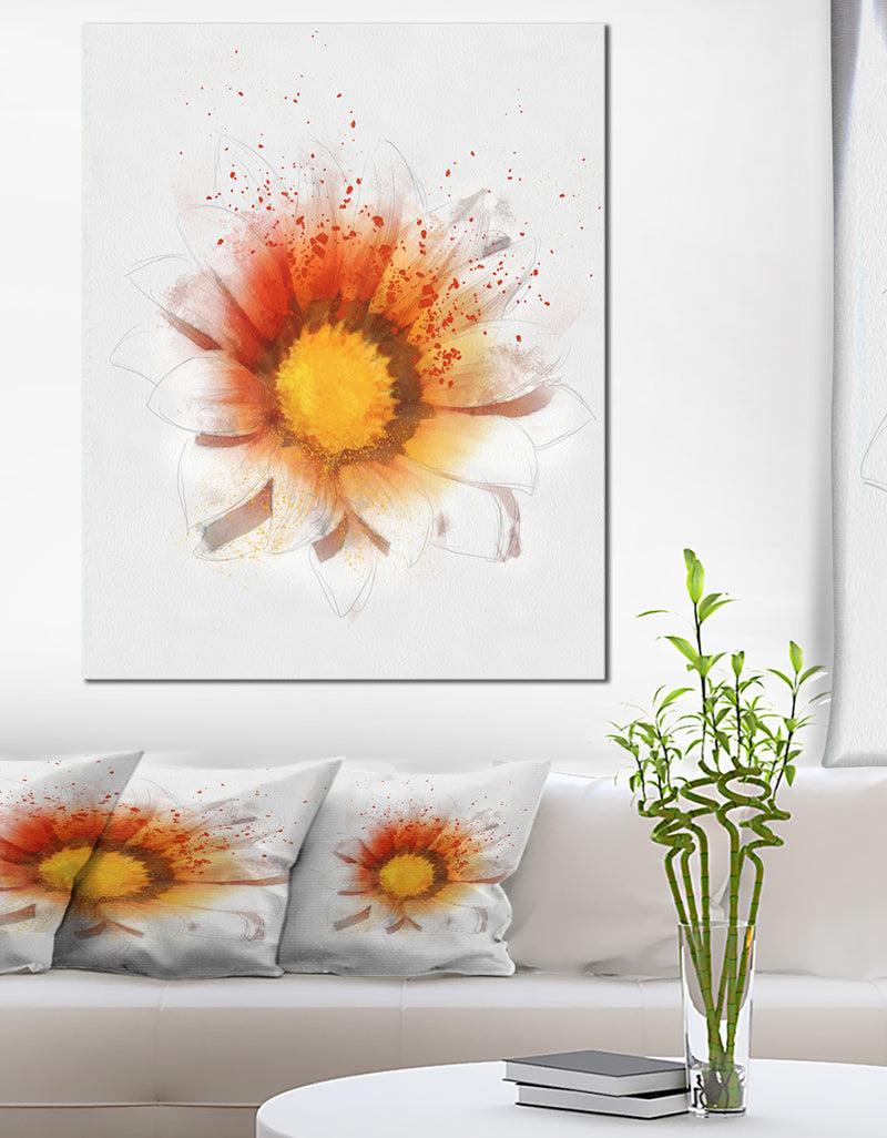 DesignQ Yellow Orange Flower Watercolor - Flower Artwork On Canvas