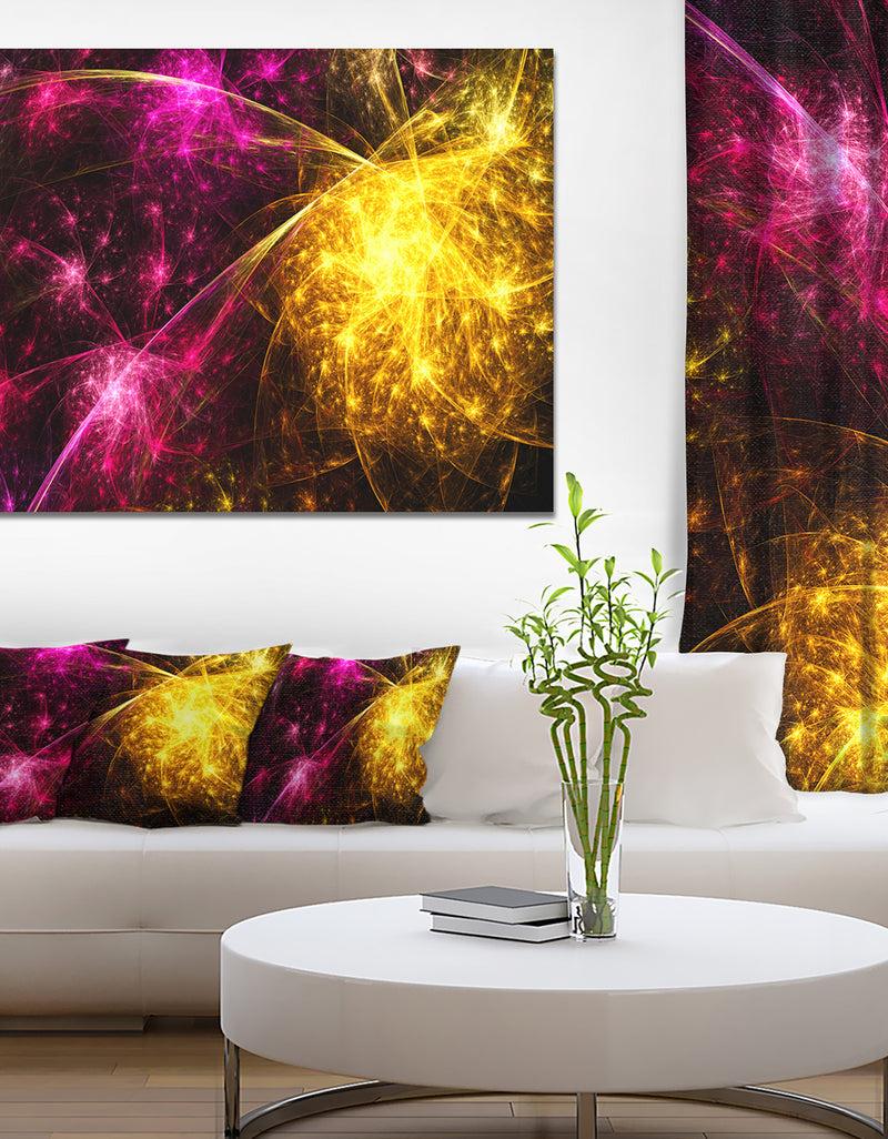 DesignQ Yellow Pink Colorful Fireworks'Extra Large Abstract Canvas Art Print