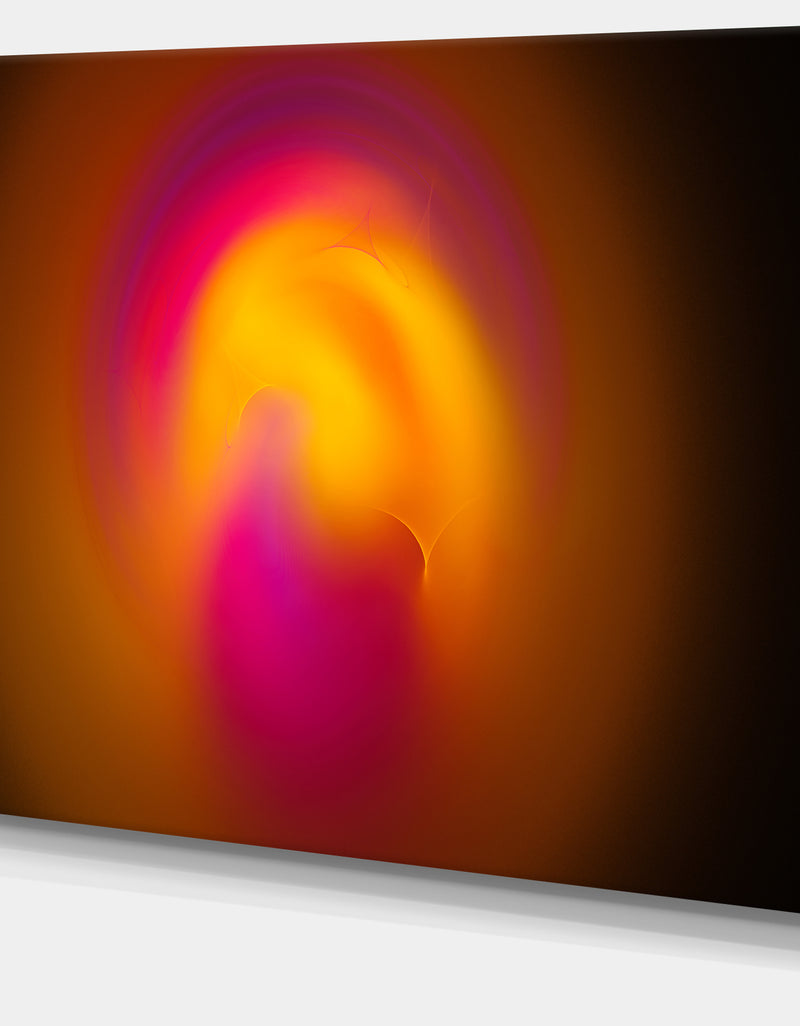 DesignQ Yellow Pink Misty Sphere On Black - Extra Large Abstract Canvas Art Print