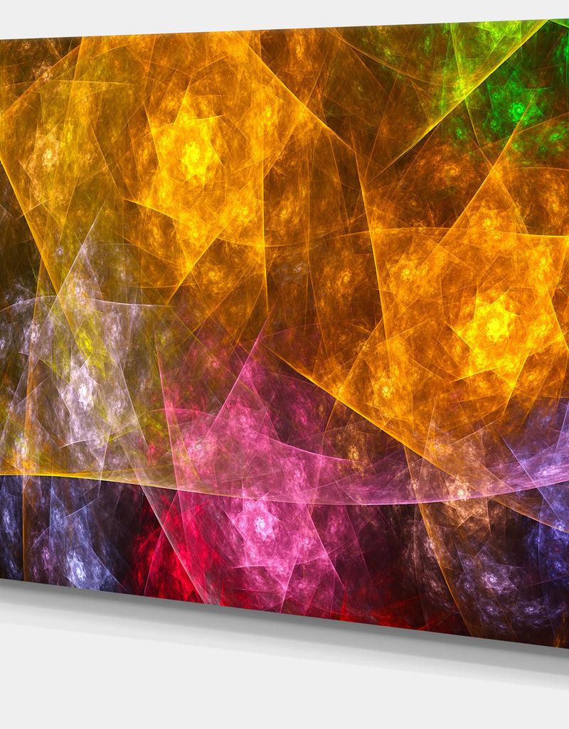 DesignQ Yellow Pink Rotating Polyhedron - Extra Large Canvas Art Print