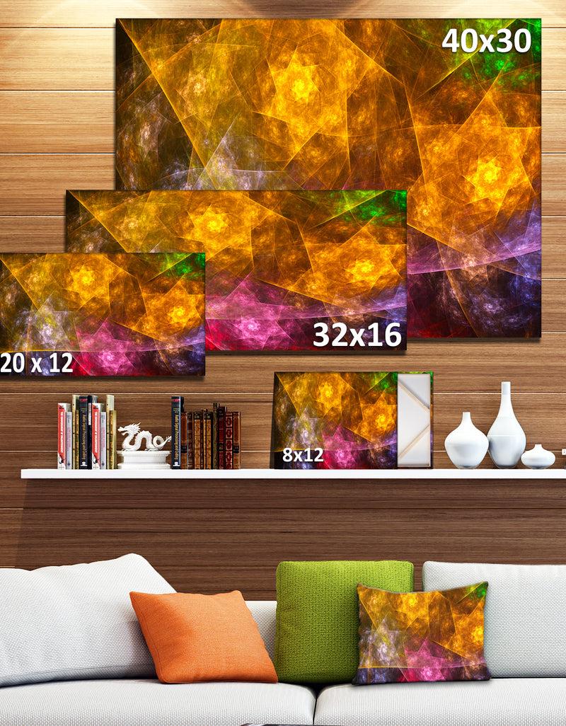 DesignQ Yellow Pink Rotating Polyhedron - Extra Large Canvas Art Print