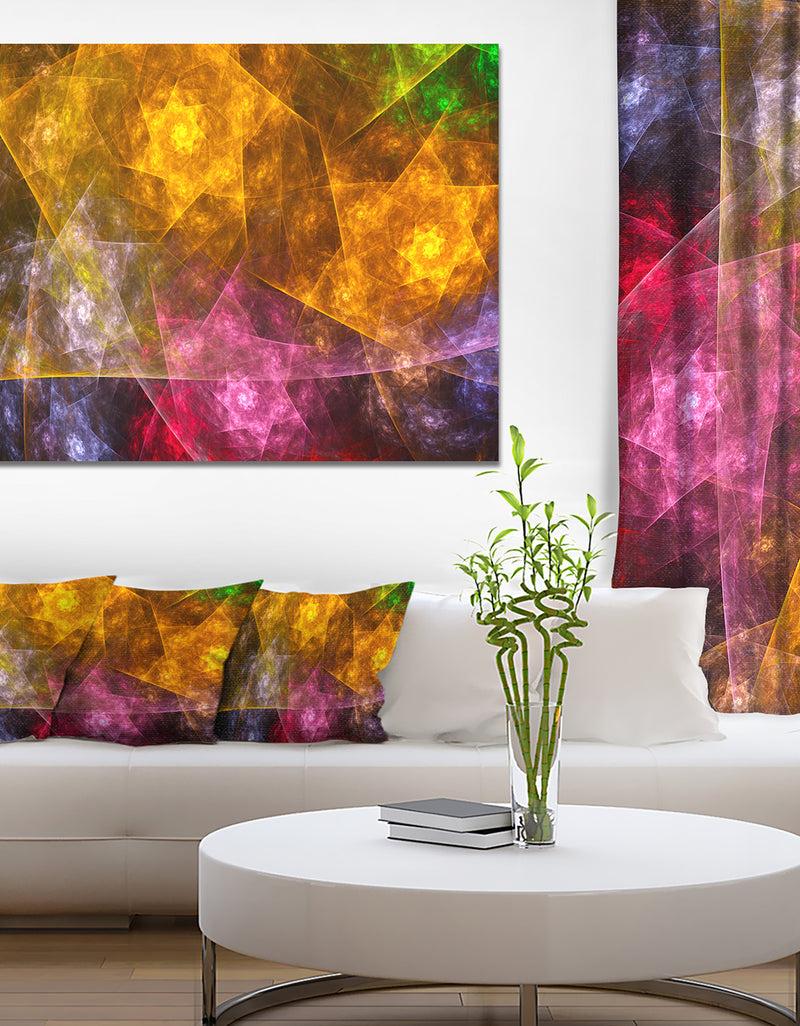 DesignQ Yellow Pink Rotating Polyhedron - Extra Large Canvas Art Print