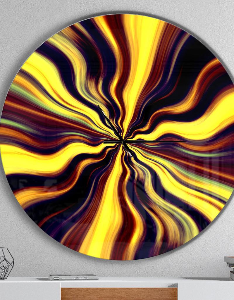 DesignQ Yellow Purple Black Fantasy - Oversized Modern Wall CLock