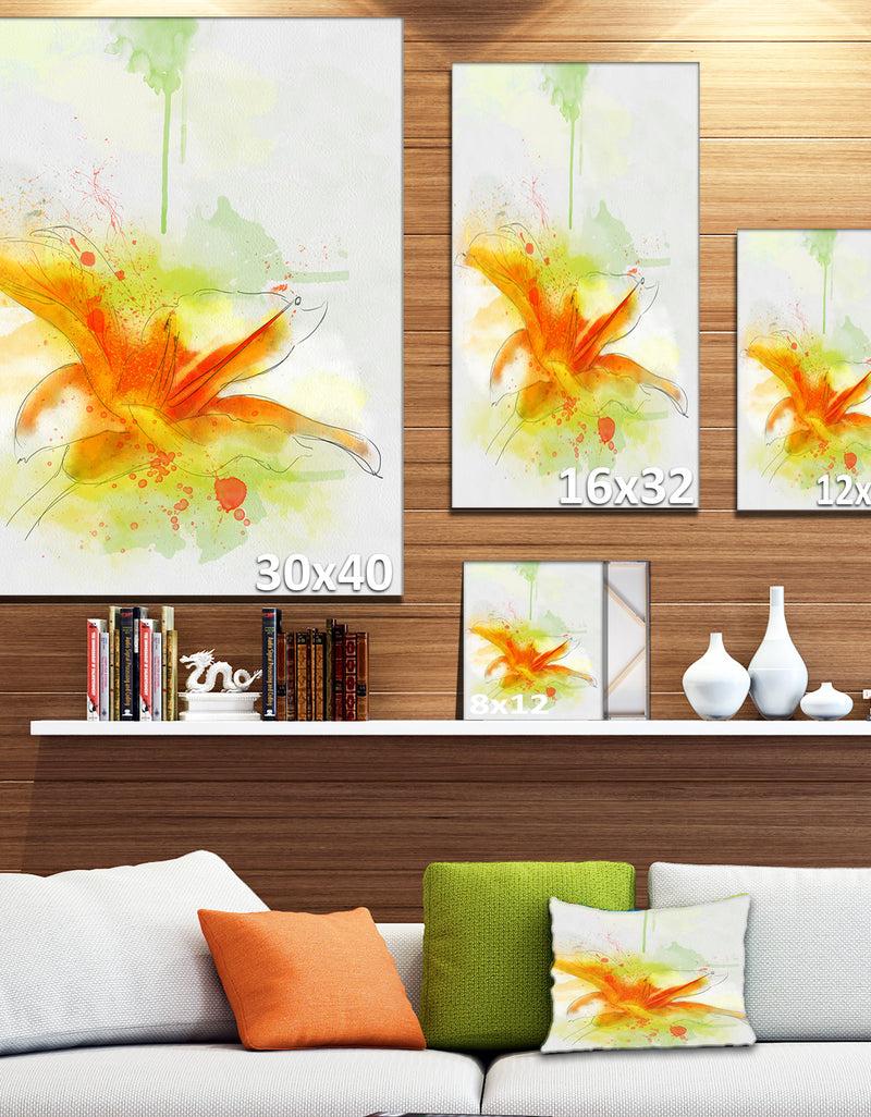 DesignQ Yellow Red Flower With Color Splashes - Extra Large Floral Canvas Art