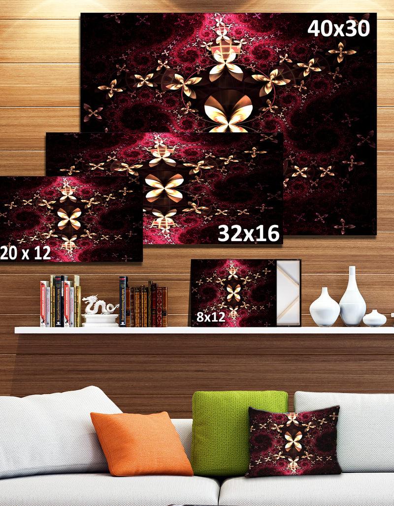 DesignQ Yellow Red Fractal Flower Pattern - Abstract Wall Art On Canvas