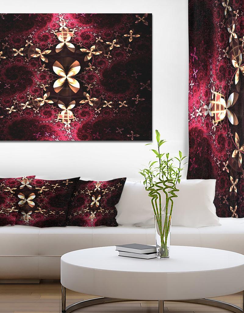 DesignQ Yellow Red Fractal Flower Pattern - Abstract Wall Art on Canvas