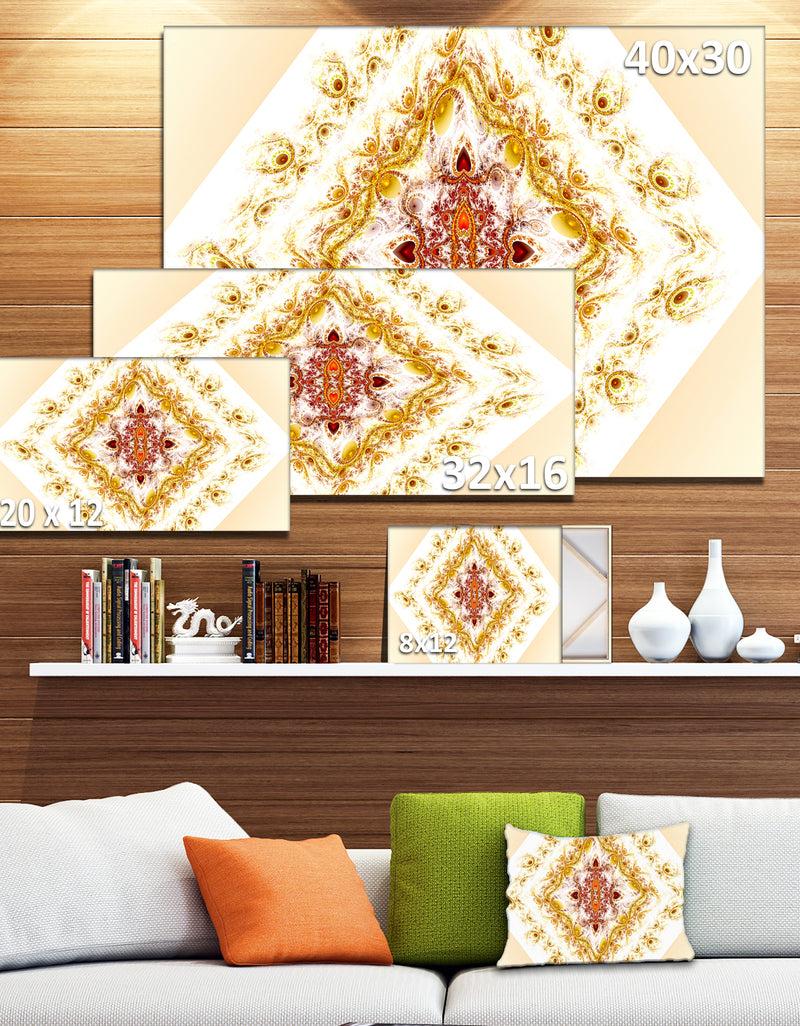 DesignQ Yellow Rhombus Fractal Design - Abstract Wall Art Canvas