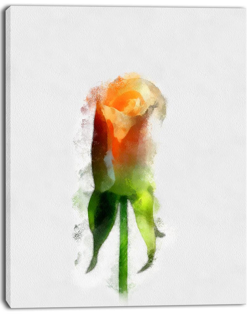 DesignQ Yellow Rose With Steam Drawing - Flower Artwork On Canvas