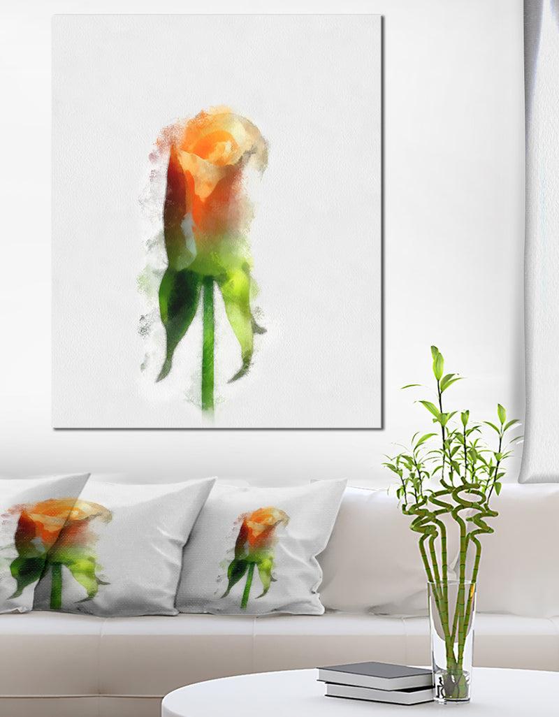 DesignQ Yellow Rose with Steam Drawing - Flower Artwork on Canvas