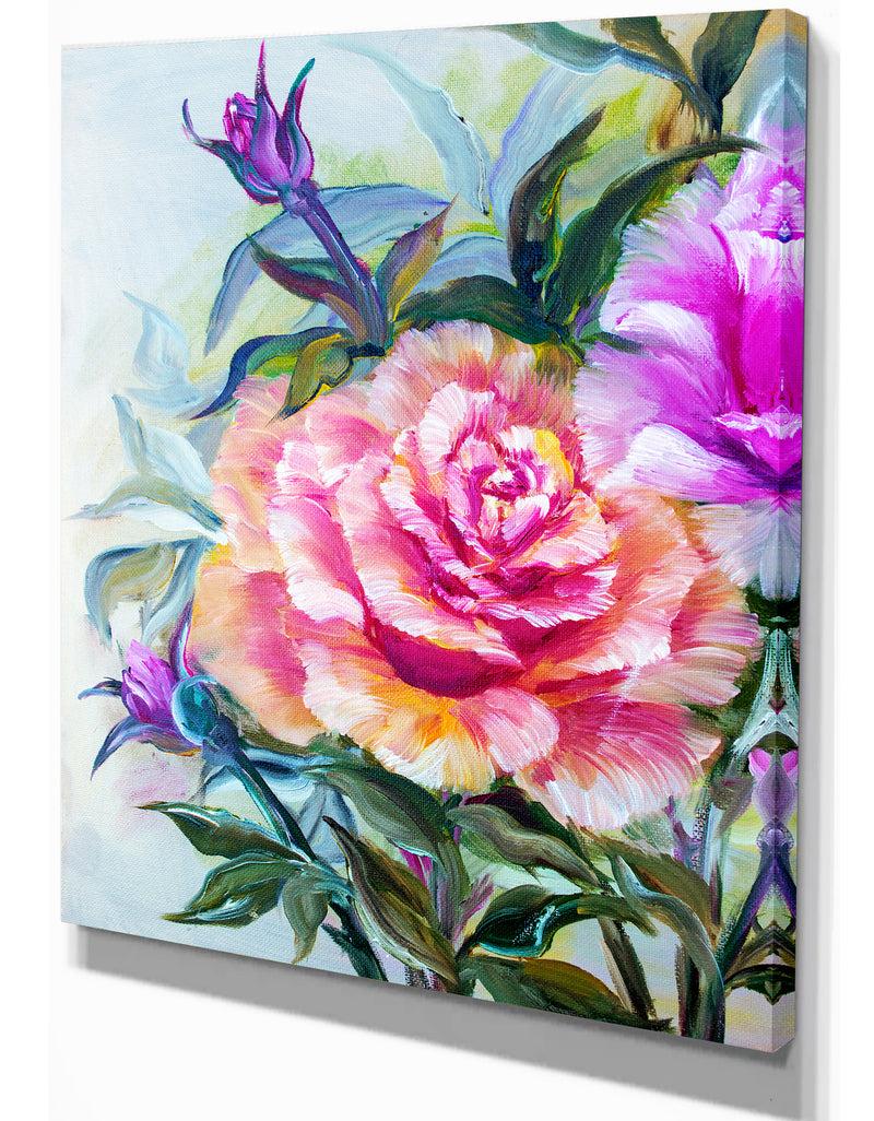 DesignQ Yellow Roses - Floral Painting Print On Wrapped Canvas