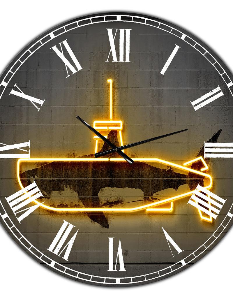 DesignQ Yellow Submarine - Oversized Modern Wall Clock