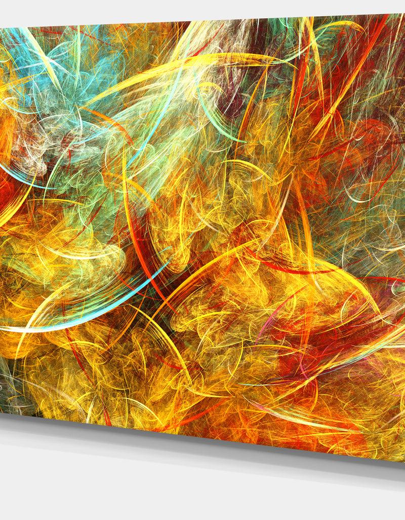 DesignQ Yellow Swirling Clouds - Abstract Digital Art Canvas Print