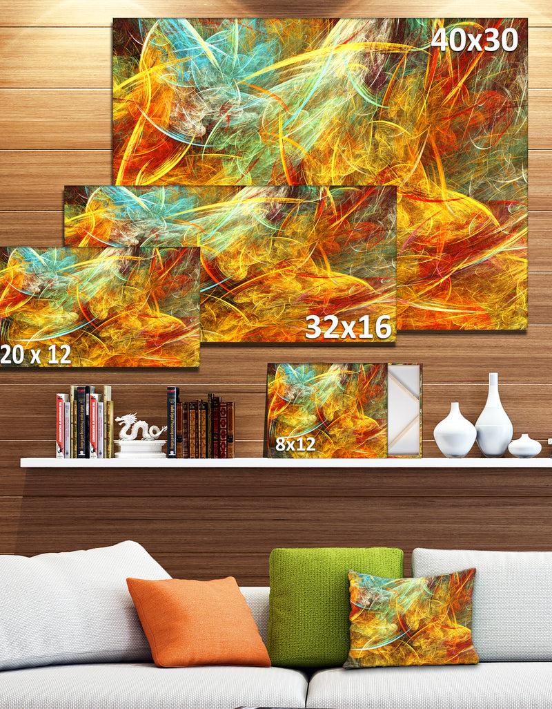 DesignQ Yellow Swirling Clouds - Abstract Digital Art Canvas Print