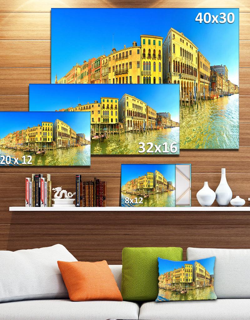 DesignQ Yellow Tinged Grand Canal Panorama - Cityscape Artwork Canvas