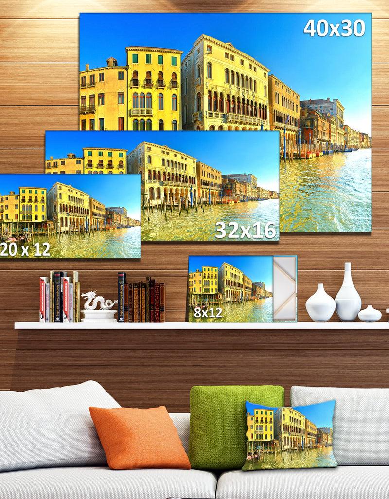 DesignQ Yellow Tinged Grand Canal Venice - Cityscape Artwork Canvas