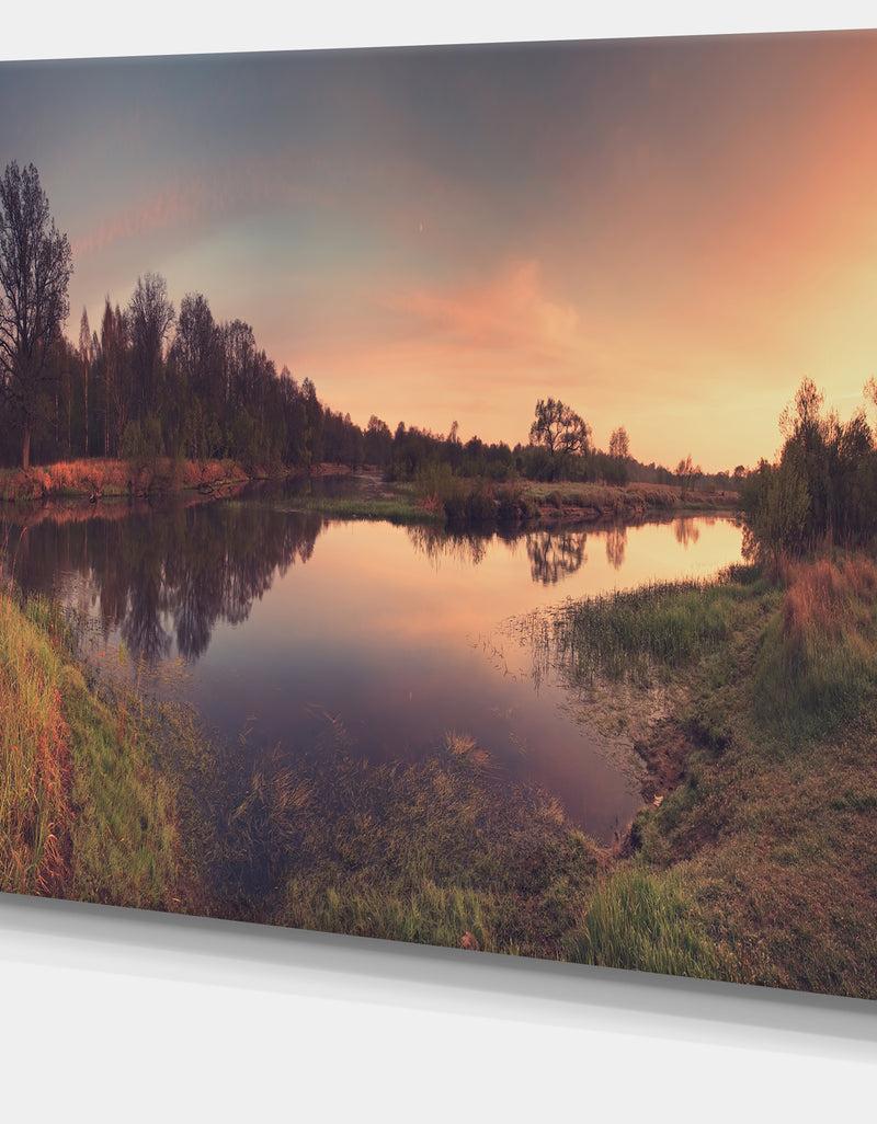 DesignQ Yellow Tinged Spring Mountains - Landscape Artwork Canvas