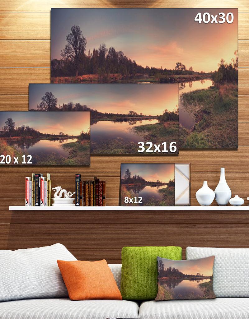 DesignQ Yellow Tinged Spring Mountains - Landscape Artwork Canvas