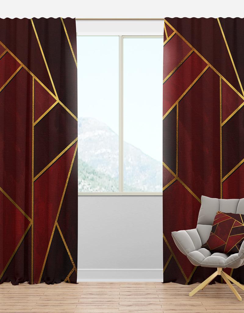 DesignQ Yellow Triangulars over Shades of Red - Modern & Contemporary Curtain Panels