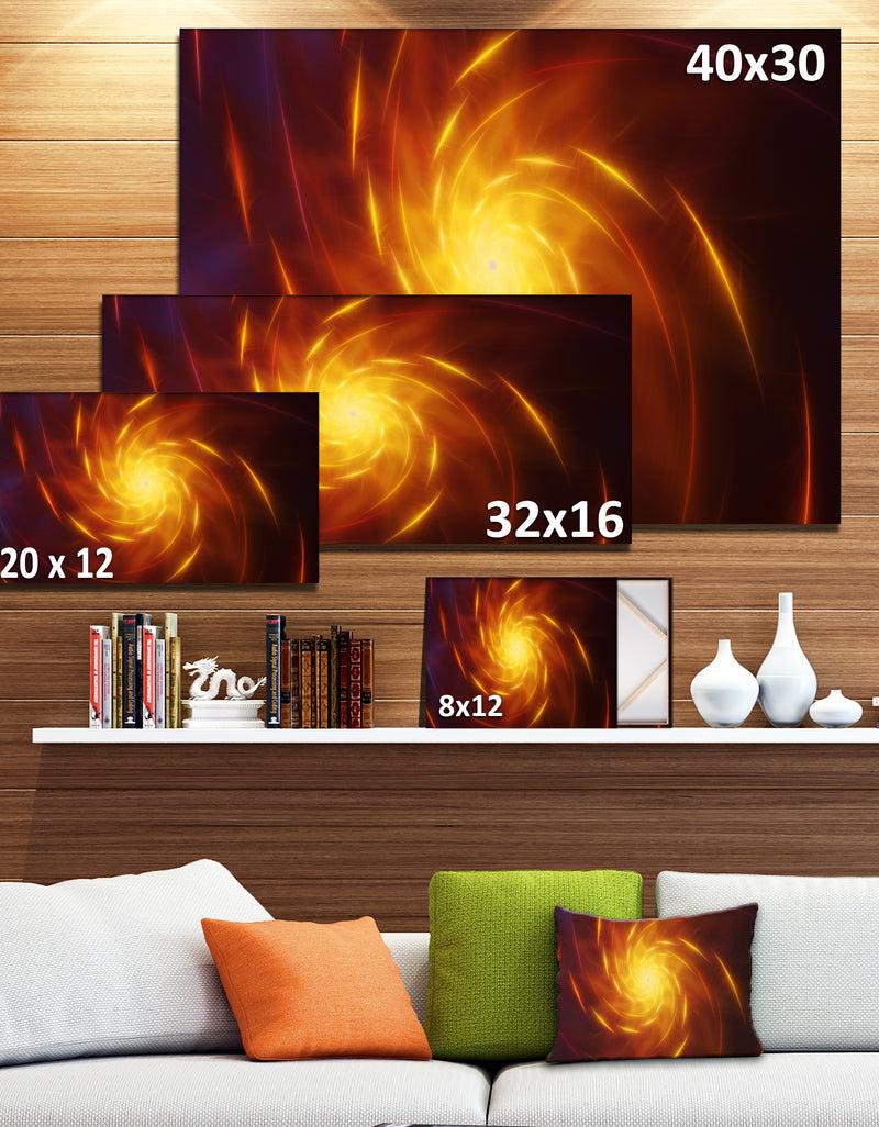 DesignQ Yellow Whirlpool Fractal Spirals'Large Abstract Canvas Art Print