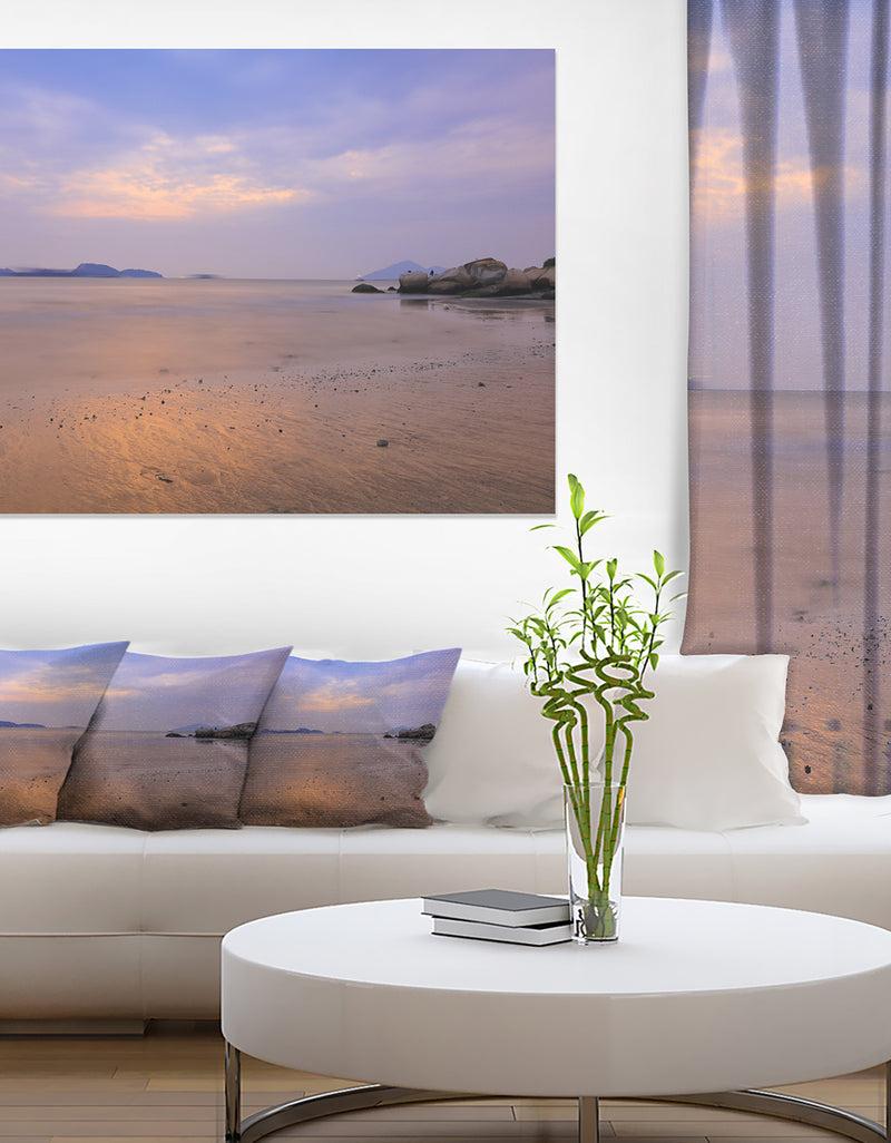 DesignQ Yellowish Sunset at Lung Kwu Tan Coastline - Landscape Artwork Canvas