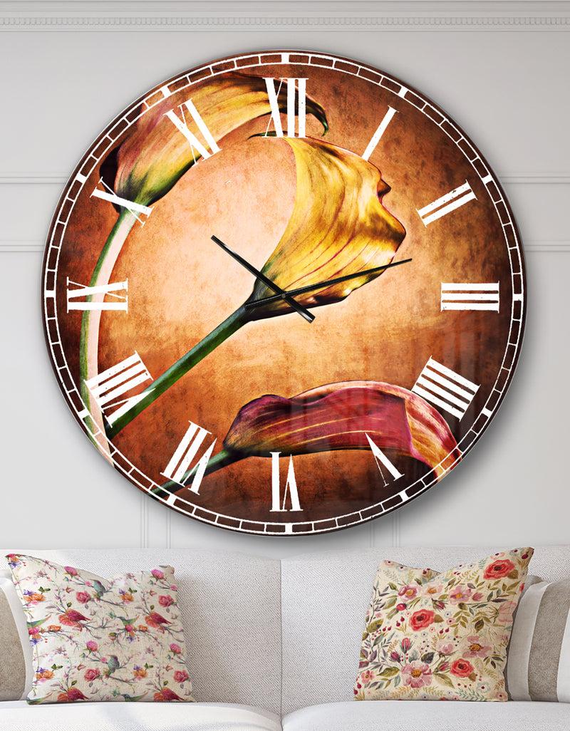 DesignQ Zantedeschia Aethiopica - Floral Large Wall CLock