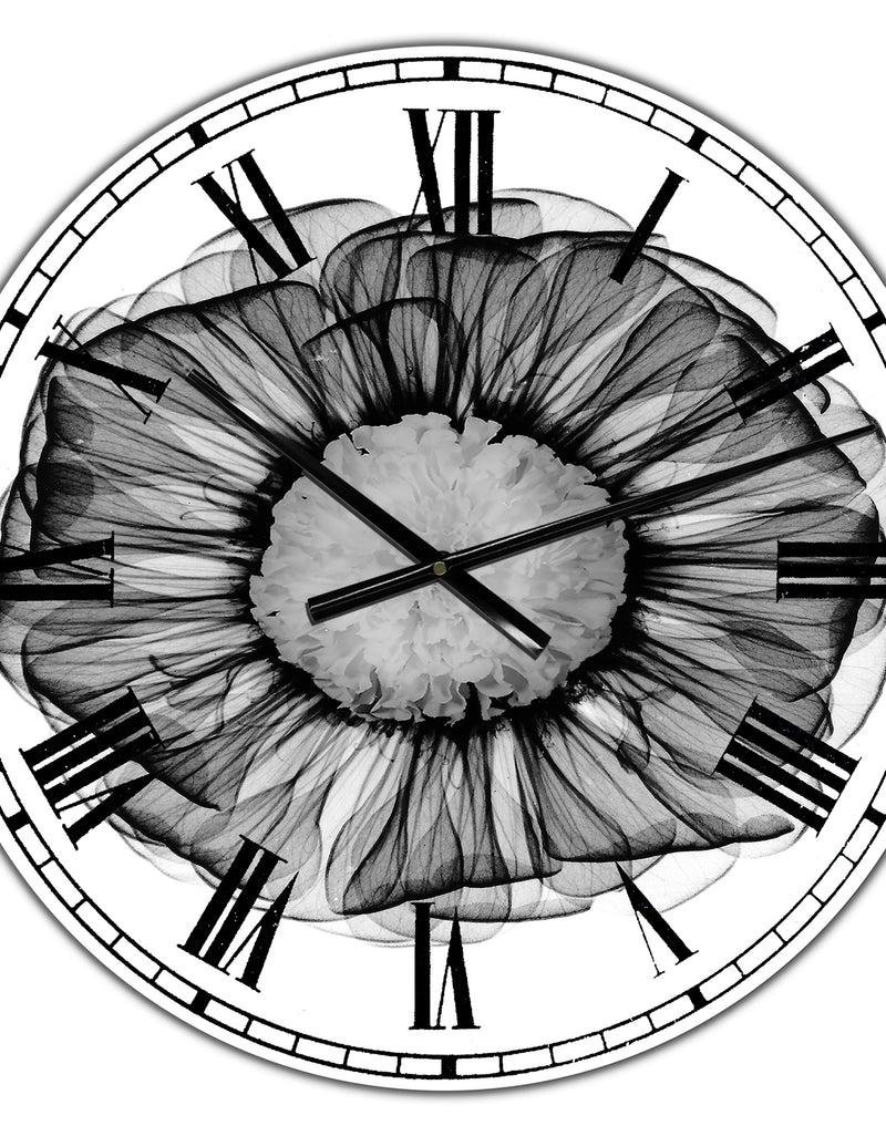 DesignQ Zinnia Montage Black & White X-Ray - Large Cottage Wall Clock