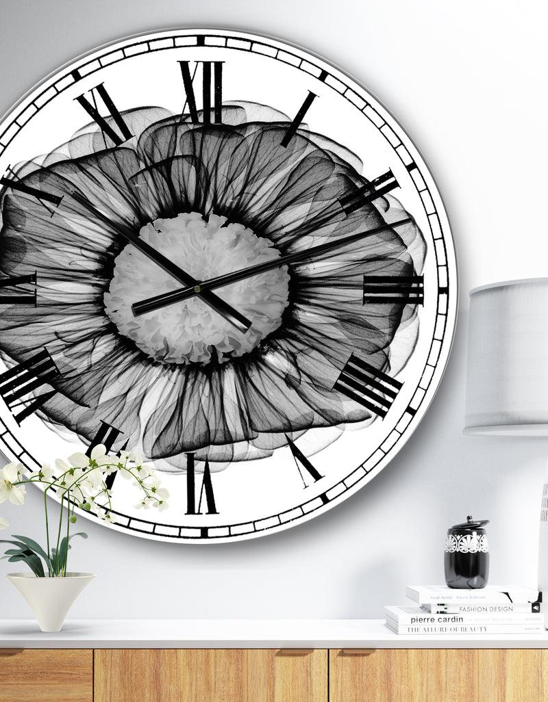 DesignQ Zinnia Montage Black & White X-Ray - Large Cottage Wall Clock